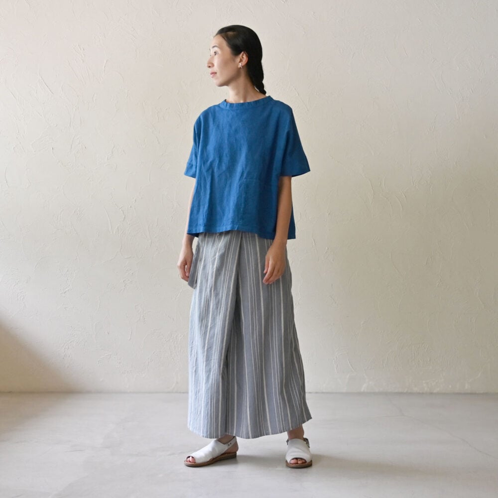 【シサム工房】スタンドネックトップ(ブルー)