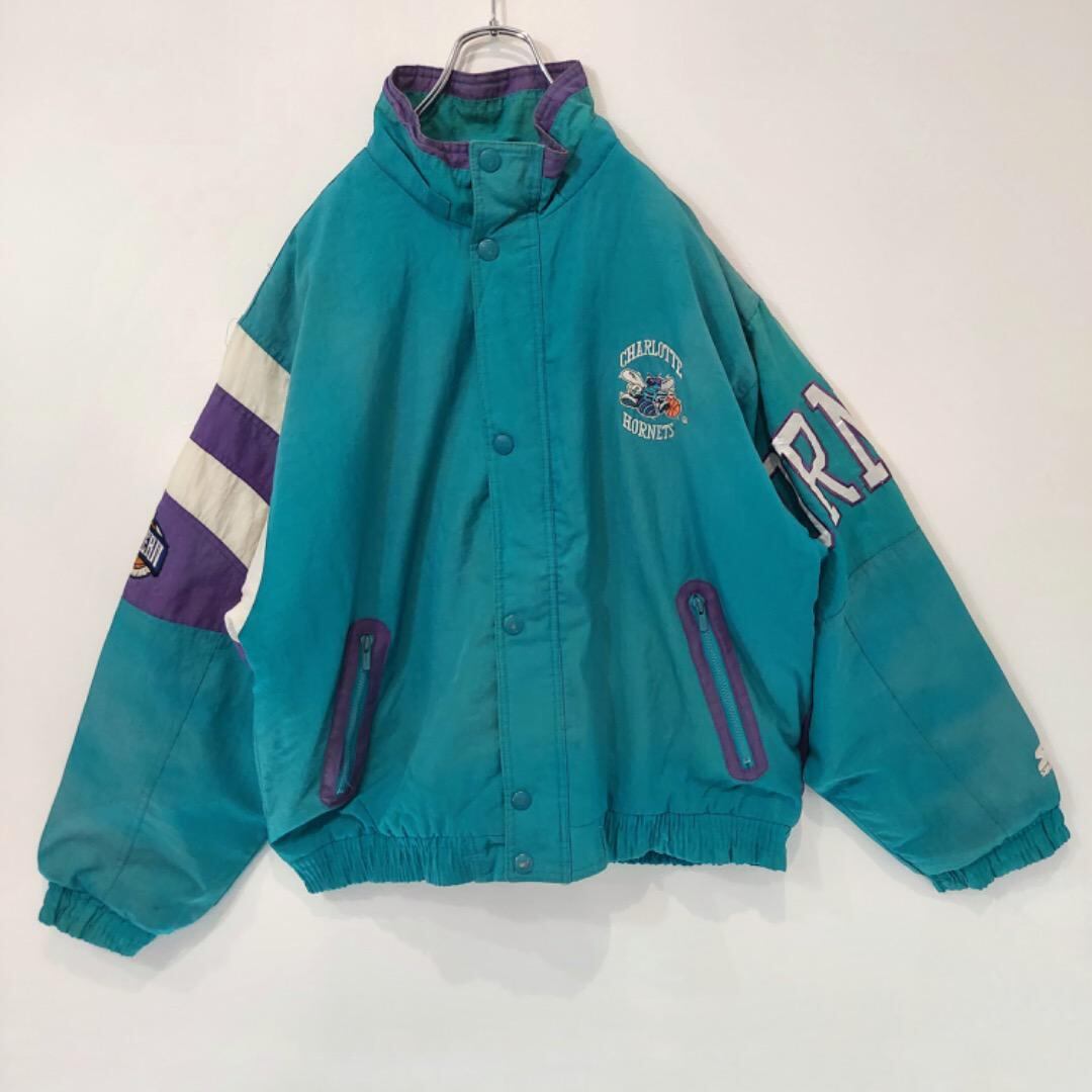 スターター NBA ホーネッツ ナイロンジャケット 中綿 青 紫 M 11101 