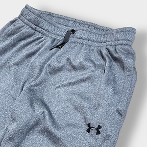 【UNDER ARMOUR】スウェットパンツ  プリント ロゴ L FITTED アンダーアーマー 光沢 グレー US古着