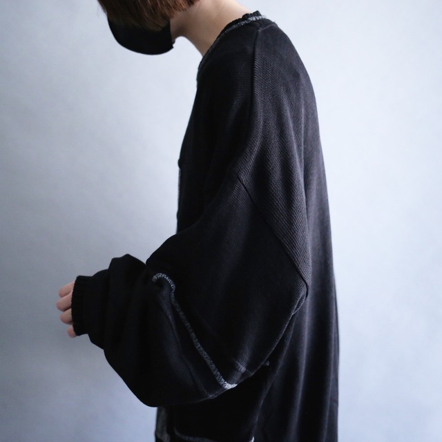 monotone 3D knit panel pattern over size sweater