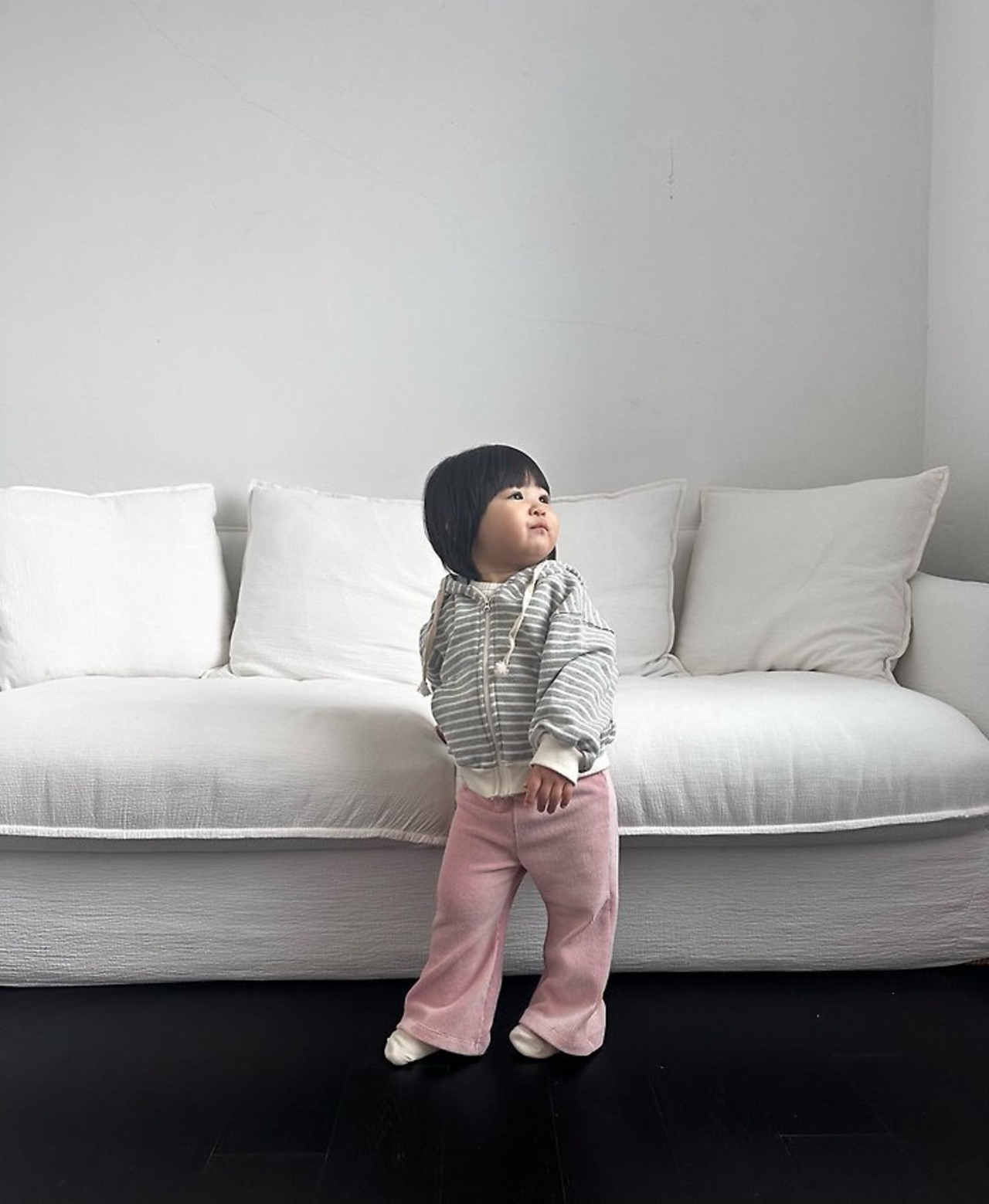 〖取寄〗韓国子供服 / 26winter / ko and ko / ボーダー ジップアップパーカー / キッズ服 *XXS~L*