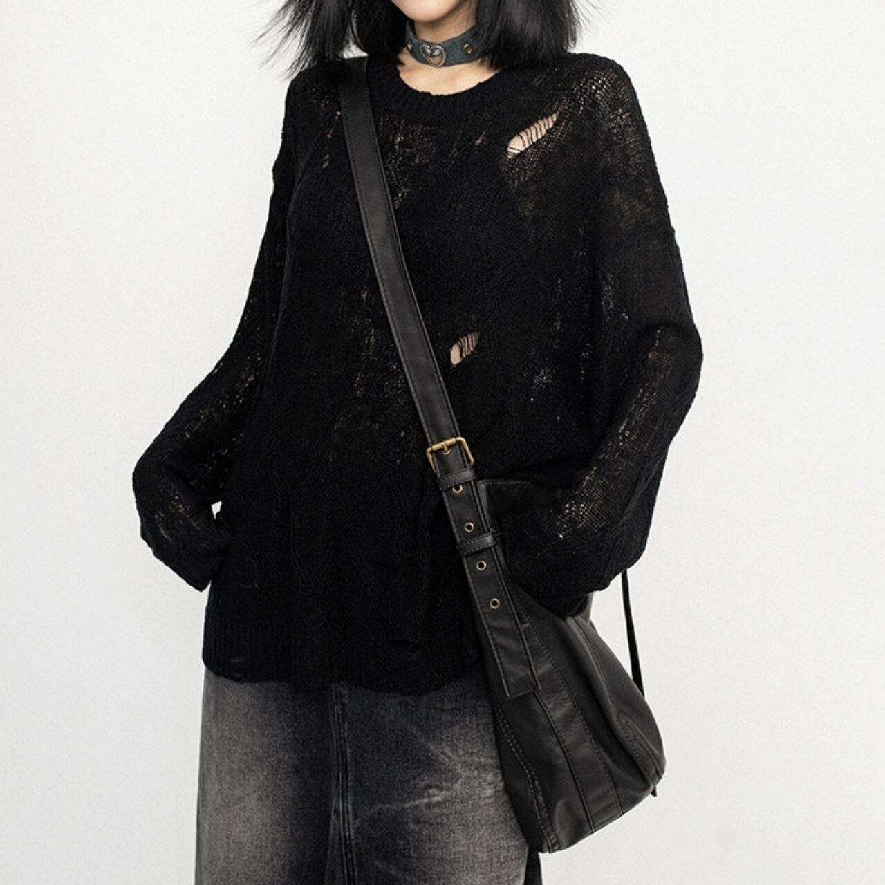 Distressed knit tops E7119