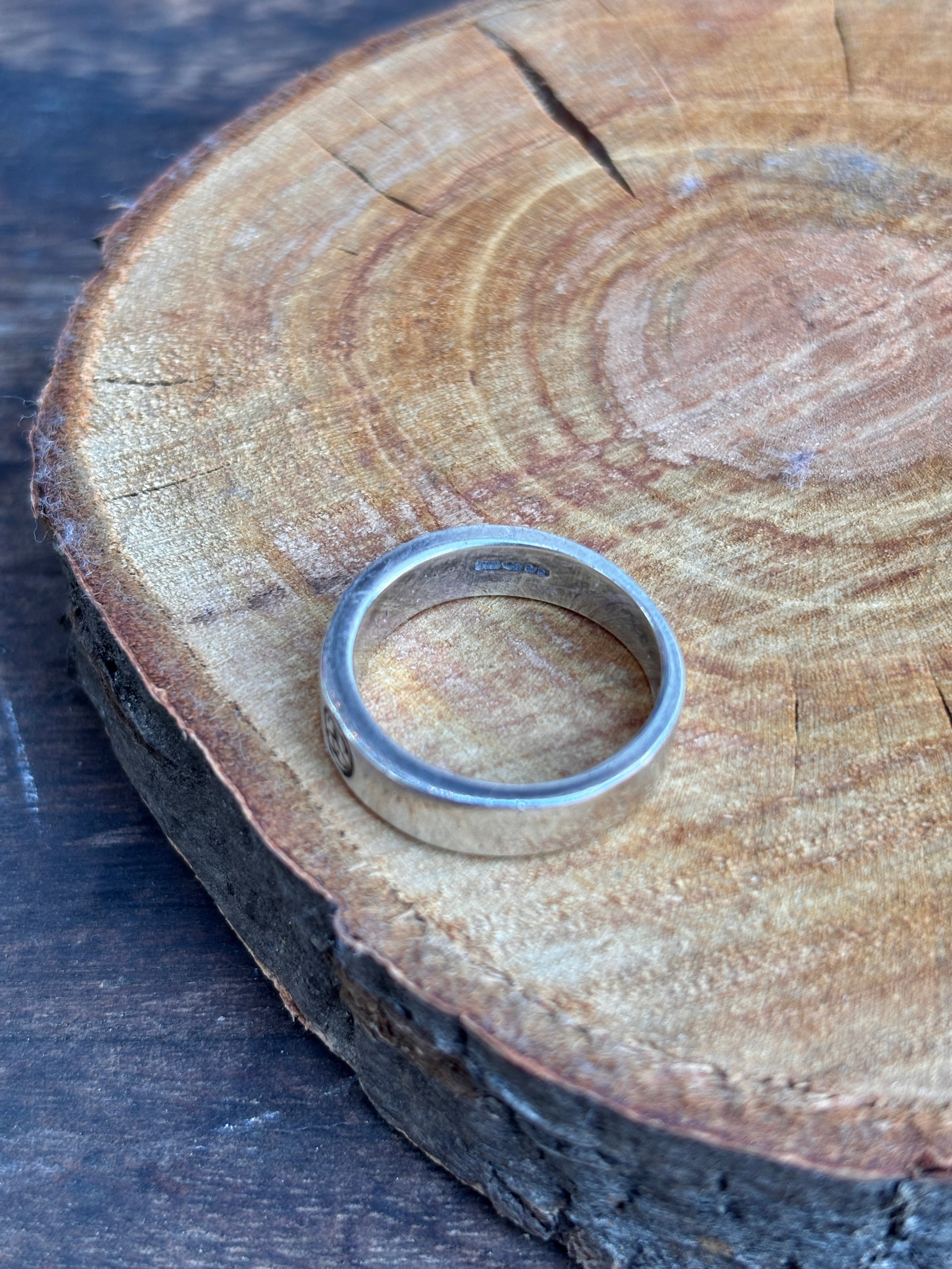 90～00s OLD STUSSY/SS Link Logo Ring/925/17号/SSリンクロゴ刻印