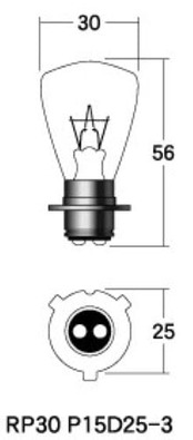 M&Hマツシマ 電球 6V25/25W クリアー RP30 P15D25-3 1個入 1P1602 ライト バルブ