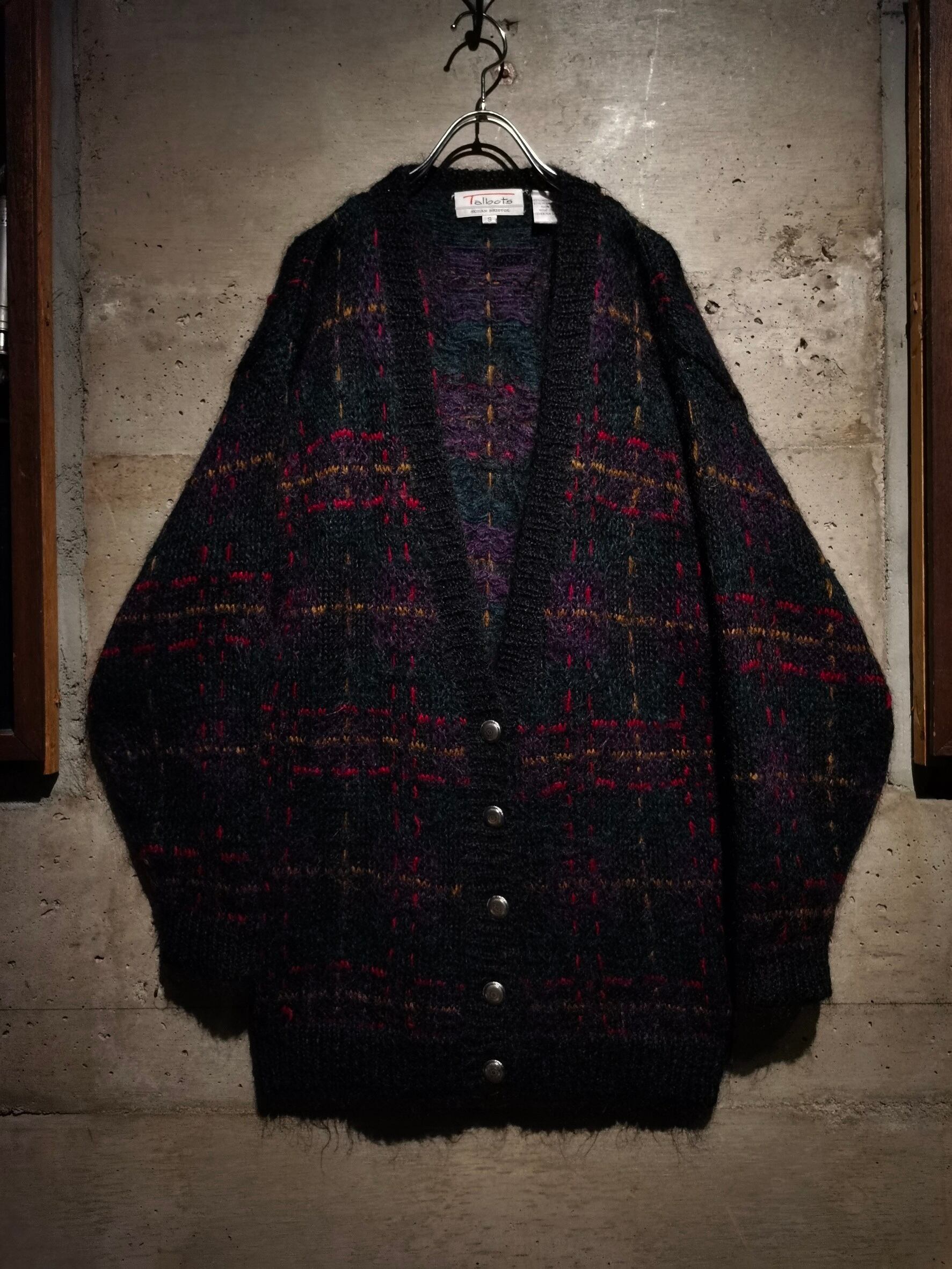Caka】Mohair Mix Check Pattern Vintage Loose Cardigan | Caka(カカ 