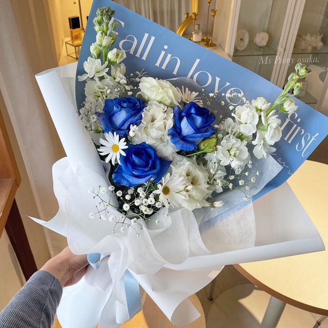 生花romantic blue rose bouquet