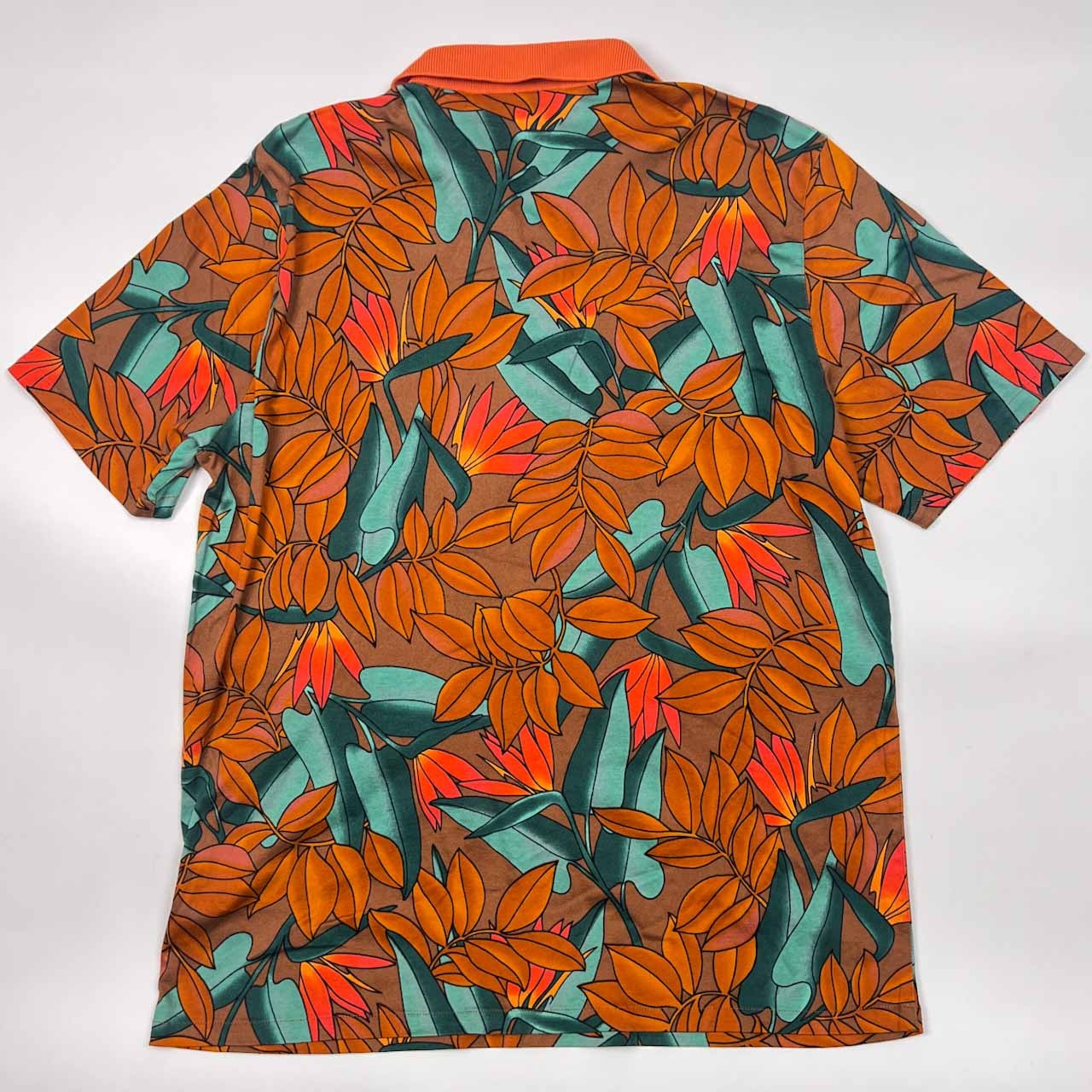 90s Christian Dior SPORTS クリスチャンディオール スポーツ ボタニカル 天竺 半袖 ポロシャツ L/オレンジ×グリーン レディース ビンテージ