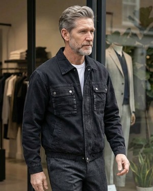 ヴィンテージライク ブラックデニムジャケット　A0212