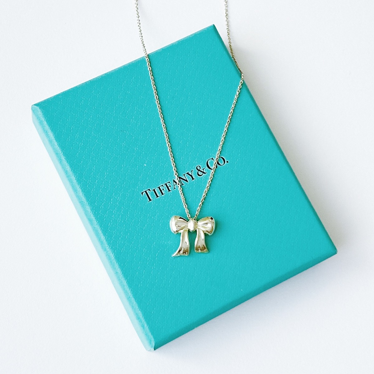 T8039】Tiffany&Co. ribbon necklace/silver925/ティファニー 