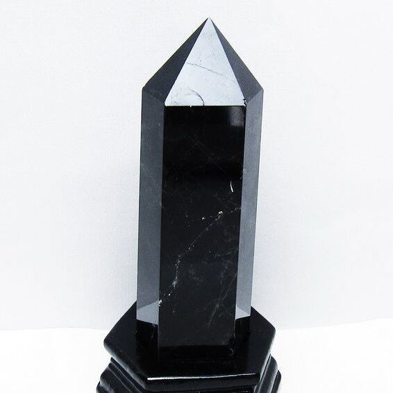 モリオン 黒水晶 六角柱 台座付属 一点物 152-4039