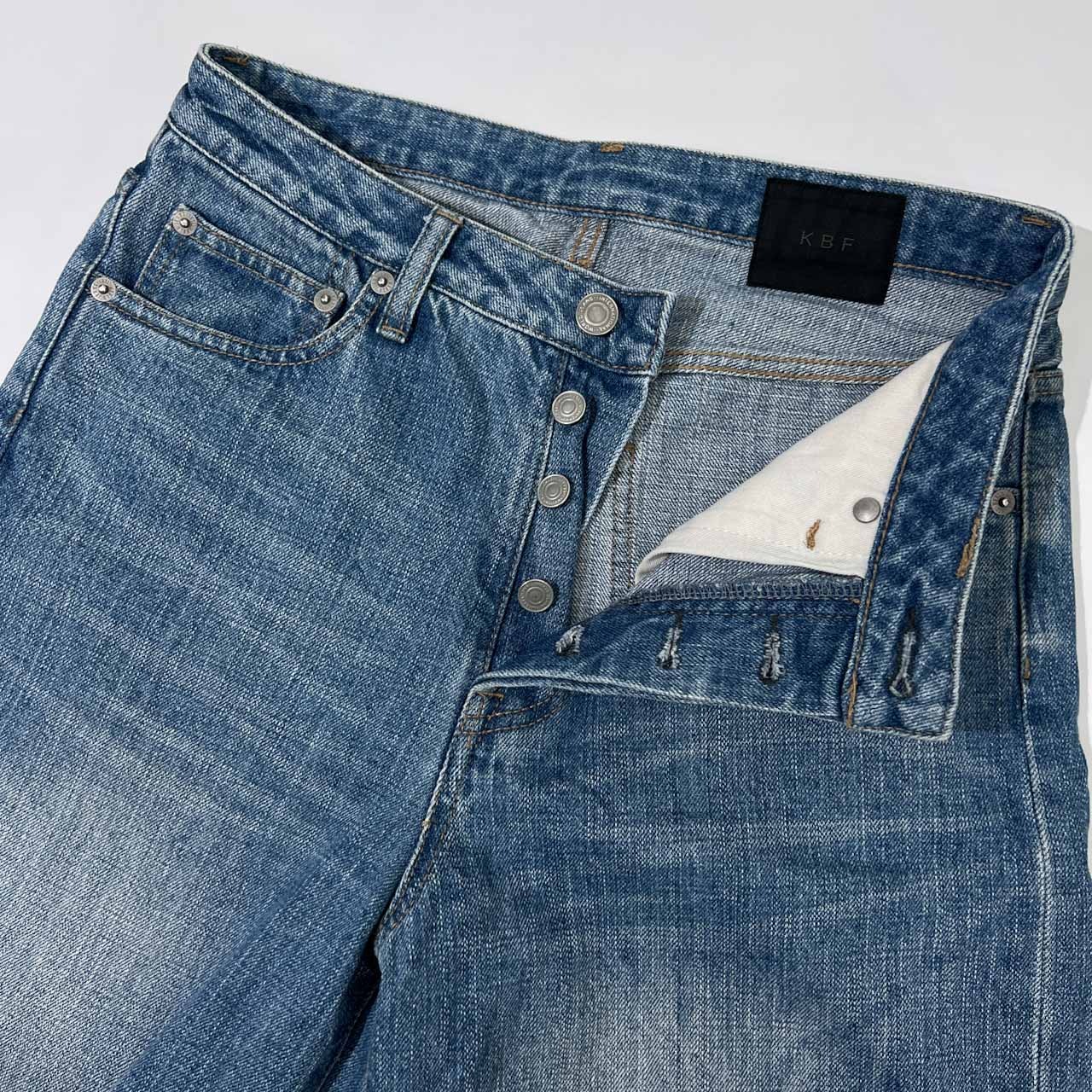 KBF ケービーエフ ワイドバギーデニムパンツ 38 /インディゴ/レディース/ボタンフライ
