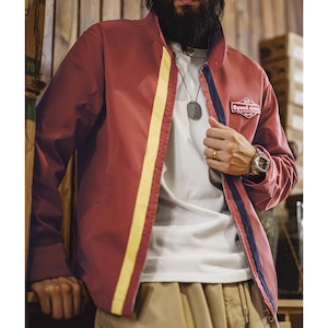 スタンドカラーレトロレッドレーシングジャケット 224159