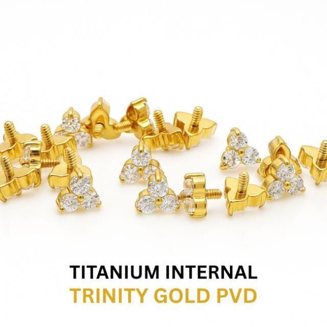 ボディピアス 18G 16G 14G ゴールド トリニティ ジルコニア 金属