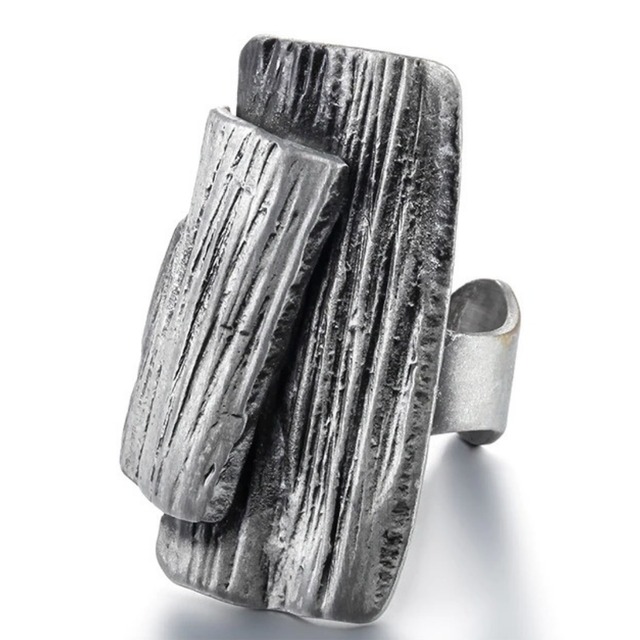 【TR0405】Silver Square Stone Charm Ring