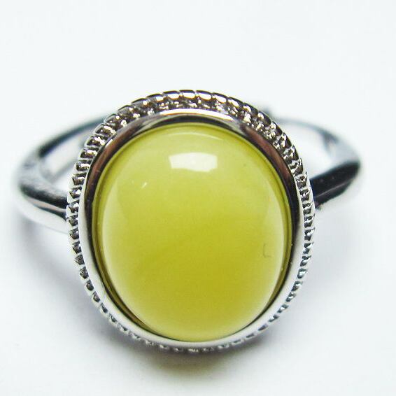 アンバー リング 琥珀 指輪 フリーサイズ 調整可能 16号 一点物 メール便可 [M便 1/20] 115-5829