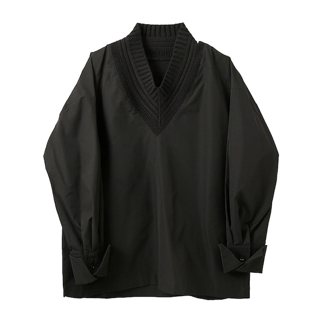 【Men】V-NECK TURN OFF CUFFS DROP SHOULDER PULLOVER SHIRT 2colors Z-005