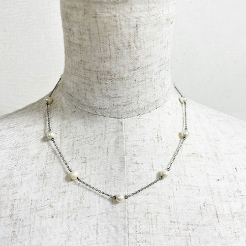 Old 925 Silver Freshwater Pearl Beads Necklace