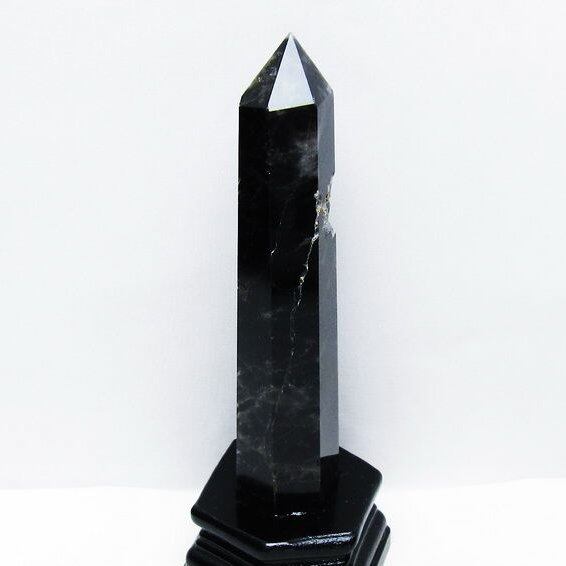 モリオン 黒水晶 六角柱 台座付属 一点物 152-4021