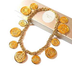 1980s Christian Dior old logo medallion vintage necklace