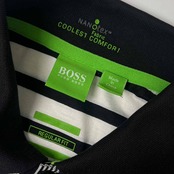 BOSS HUGO BOSS ヒューゴ ボス COOLEST COMFOR1 REGULAR FIT ボーダー 天竺 半袖 ポロシャツ S /ブラック×ホワイト