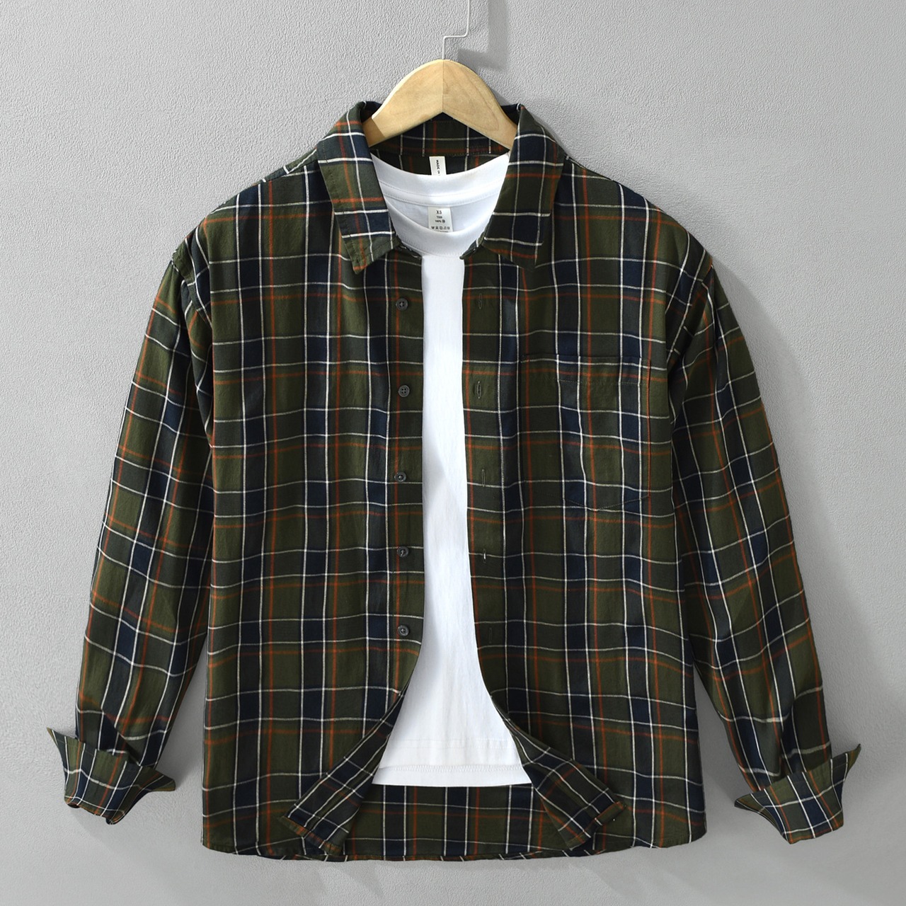 【M-3XL】Block Pattern Long Sleeve Shirt / ブロック パターン 長袖 シャツ