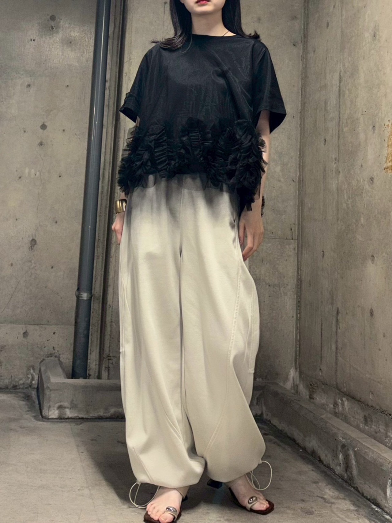 MME137TEB チュールフリルヘムTシャツ