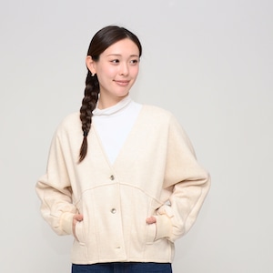【あたたか超軽量】 裏起毛パフスリーブショートジャケット - LEI-2562B -