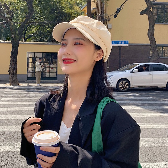 サマーレッド薄手スタンダードカジュアル レトロ 帽子 夏物 ベレット ヘアアクセサリー ブラック・アイド・ピーズ98840932099