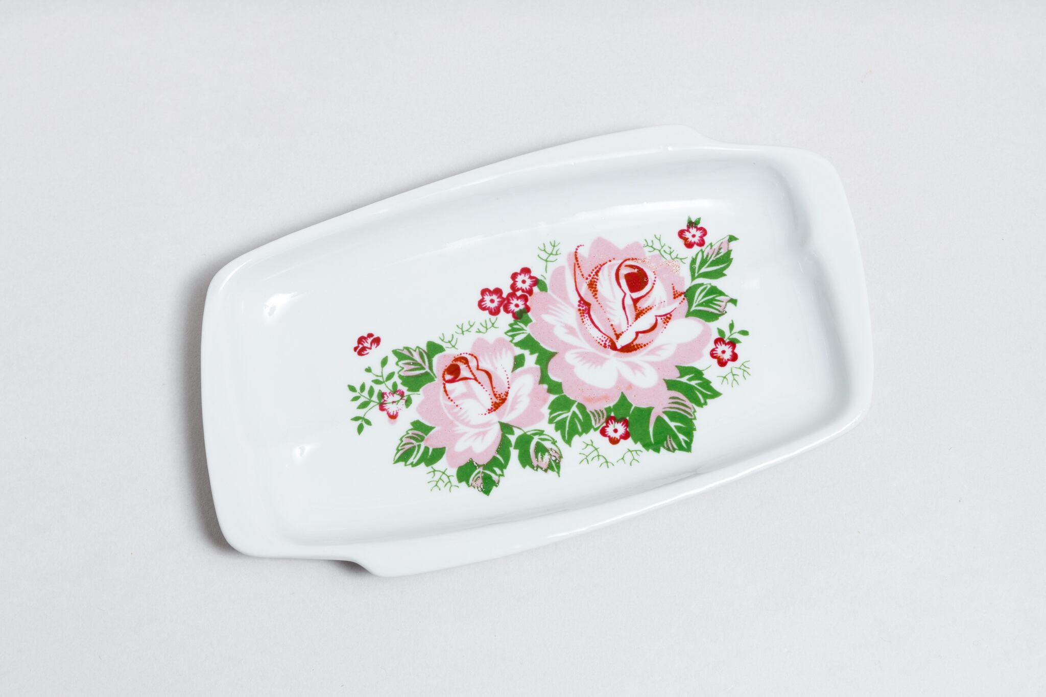 ヴィンテージ 変わり形のバラ柄皿 ドミトロフ磁器工場 旧ソ連 0439