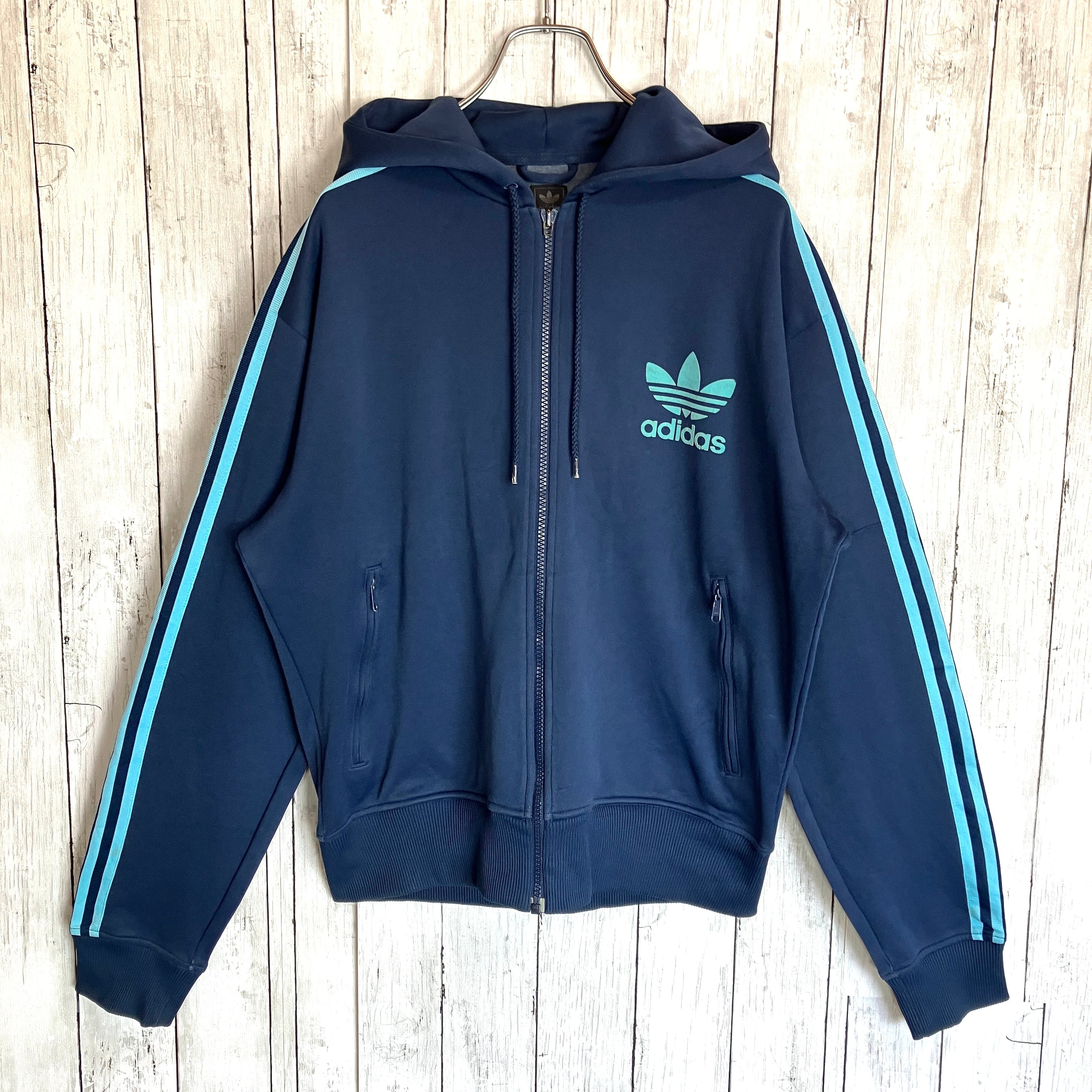 80s adidas トラックジャケット　フード付き