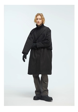 DECESOLO 23AW フェイクツーピーススタンドカラーコート