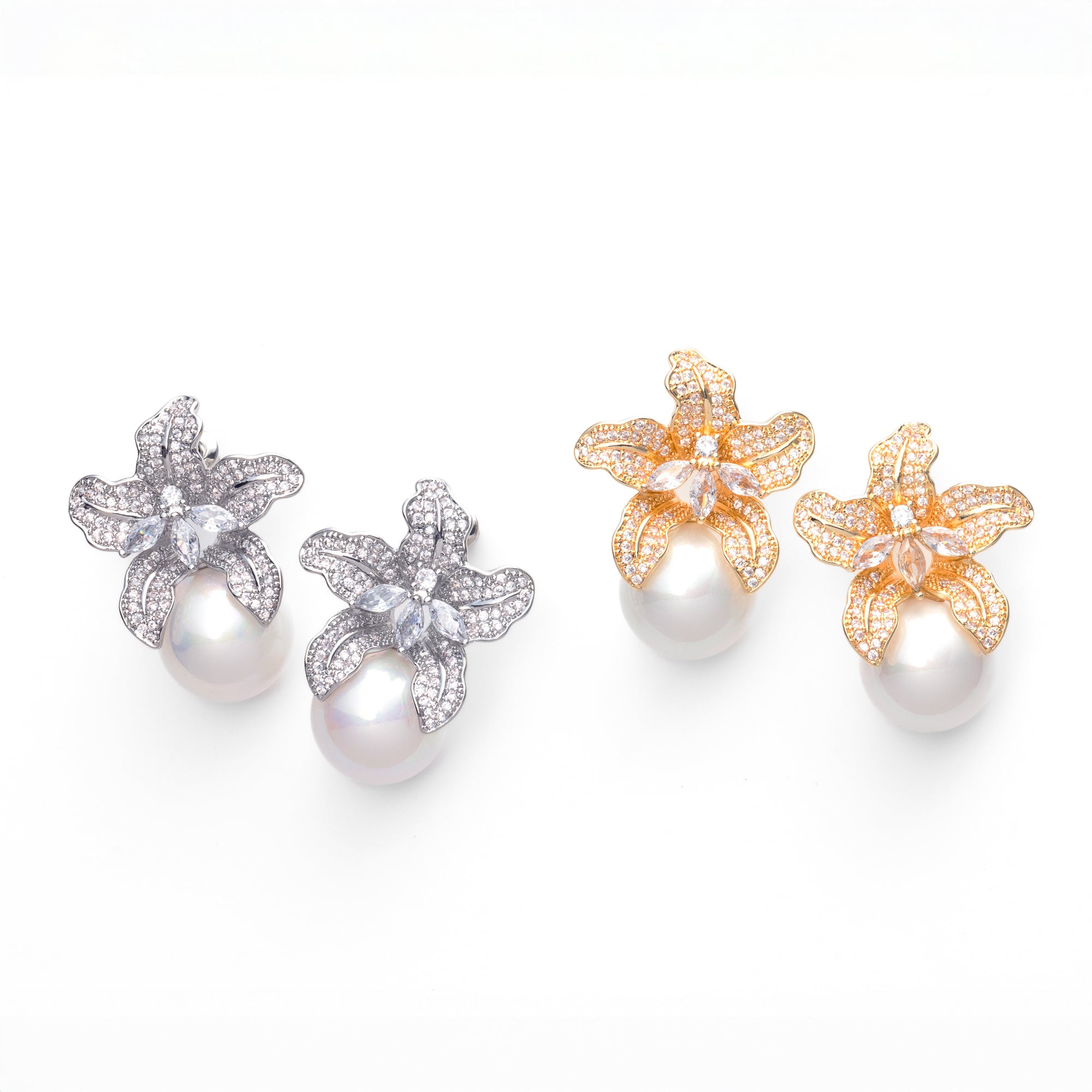 E-124 Orchid パールピアス Silver/Gold