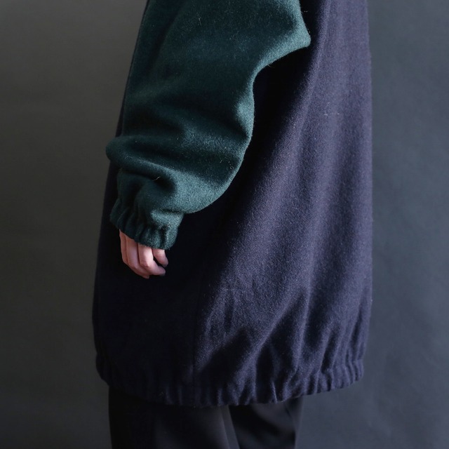 switching design hooded wool coat