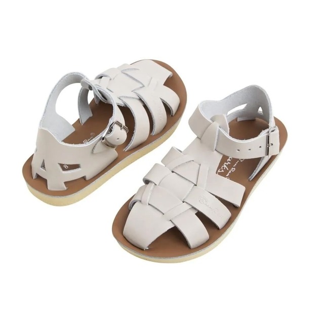 〈 Saltwater Sandal 〉 海でも履けるレザーサンダル "Shark"  / Stone / 13-19.5cm