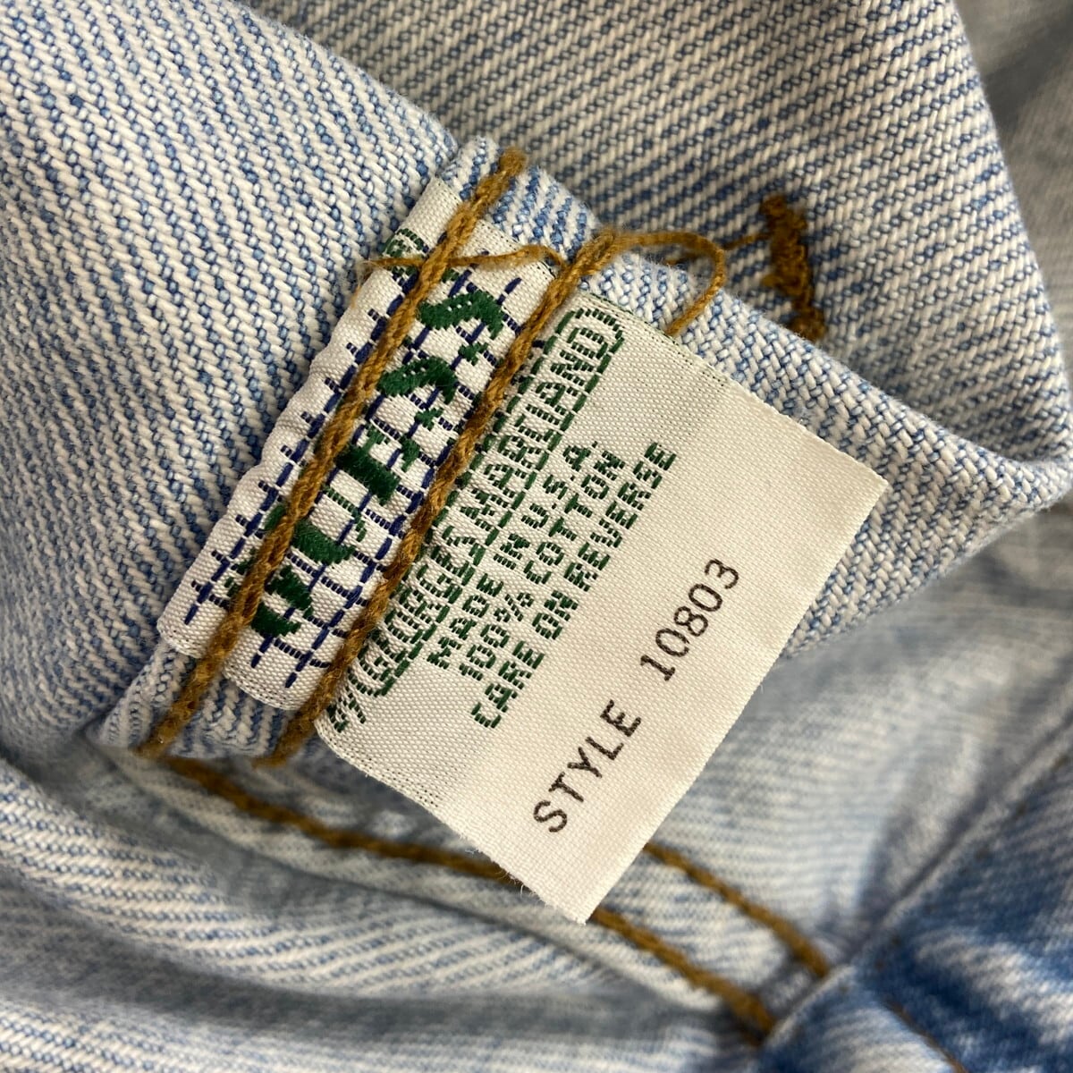 90年代 USA製 GUESS ワンポイントロゴ刺繍 デニムジャケット メンズXL
