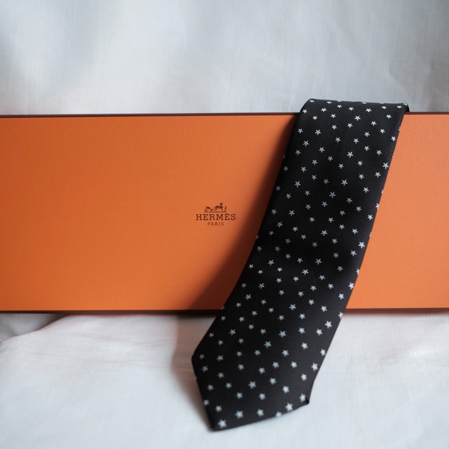 HERMES SILK TIE BLACK