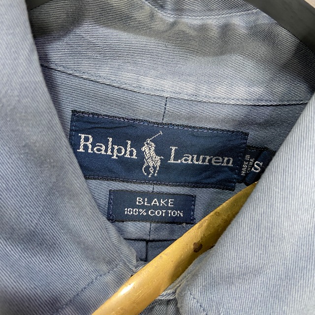 90s RalphLauren BLAKE ボタンダウン長袖シャツ 紺系 S