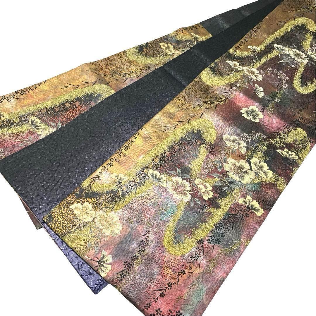 袋帯 花柄織模様 グラデーション 金糸 O-3748 | リユース着物わびさび 