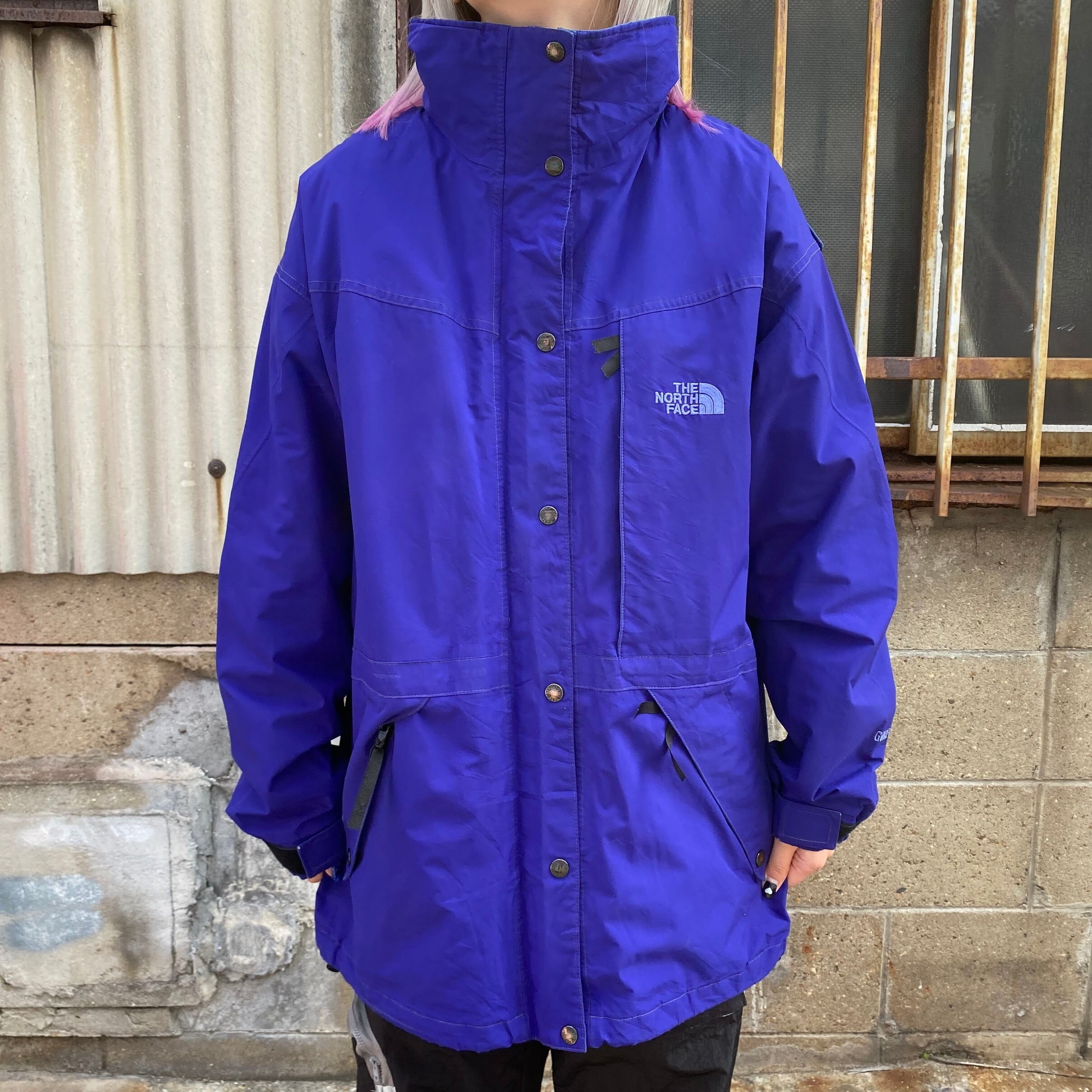 90年代 ザ ノースフェイス Stowaway III ゴアテックス マウンテンパーカー メンズL 古着 THE NORTH FACE 90s  ヴィンテージ ビンテージ GORE-TEX フード収納型 青紫【アウトドアジャケット】【cs2212-10a】【AN20】 | cave