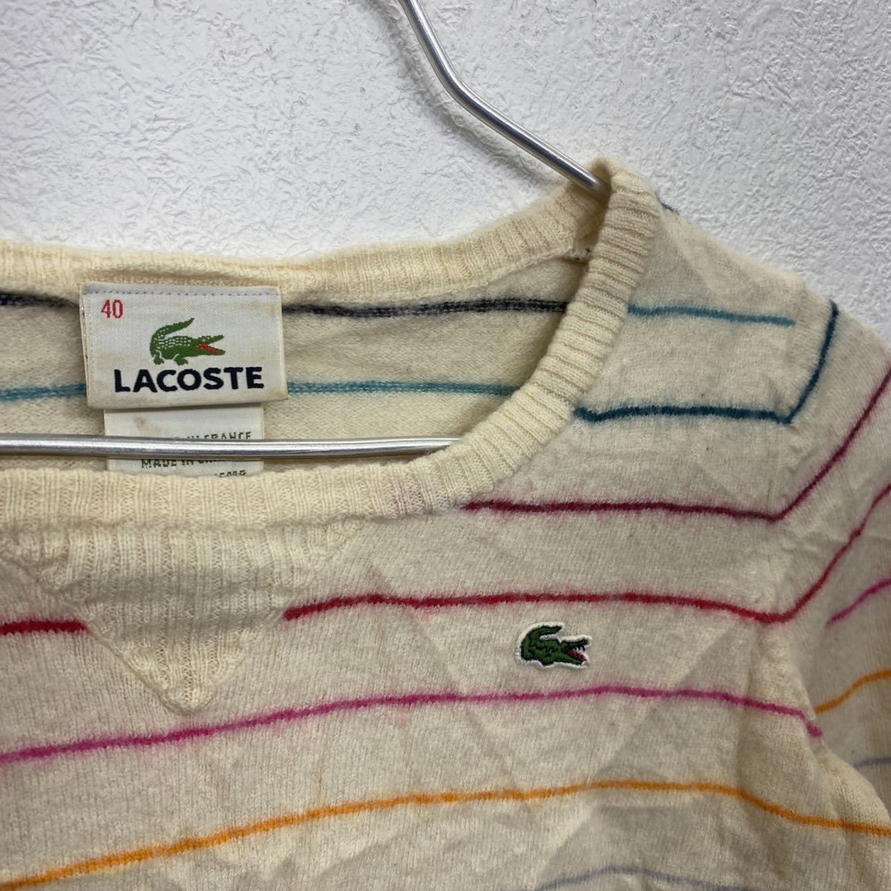 LACOSTE ニットセーター レディース Sサイズ位 サイズ表記40 ボーダー 