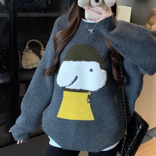 アニマルモチーフジャガードニットプルオーバー ・73976