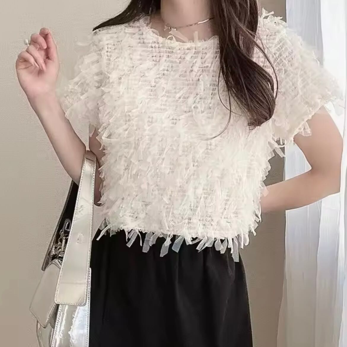 ribbon soft tulle tops