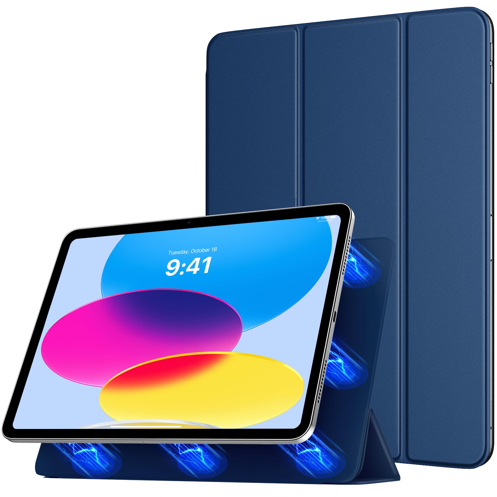 TiMOVO iPad 11世代(A16)ケース 11インチ 2025 iPad 10世代 ケース 10.9インチ 2022 A2696 A2757 A2777 A3354 A3355 A3356 マグネット吸着式 アイパッド第11/10世代 カバー 薄型 PUレザー キズ防止 三つ折り スタンド 衝撃吸収 オートスリープ機能付き 手帳式 軽量 スマートカバー Abyss Blue