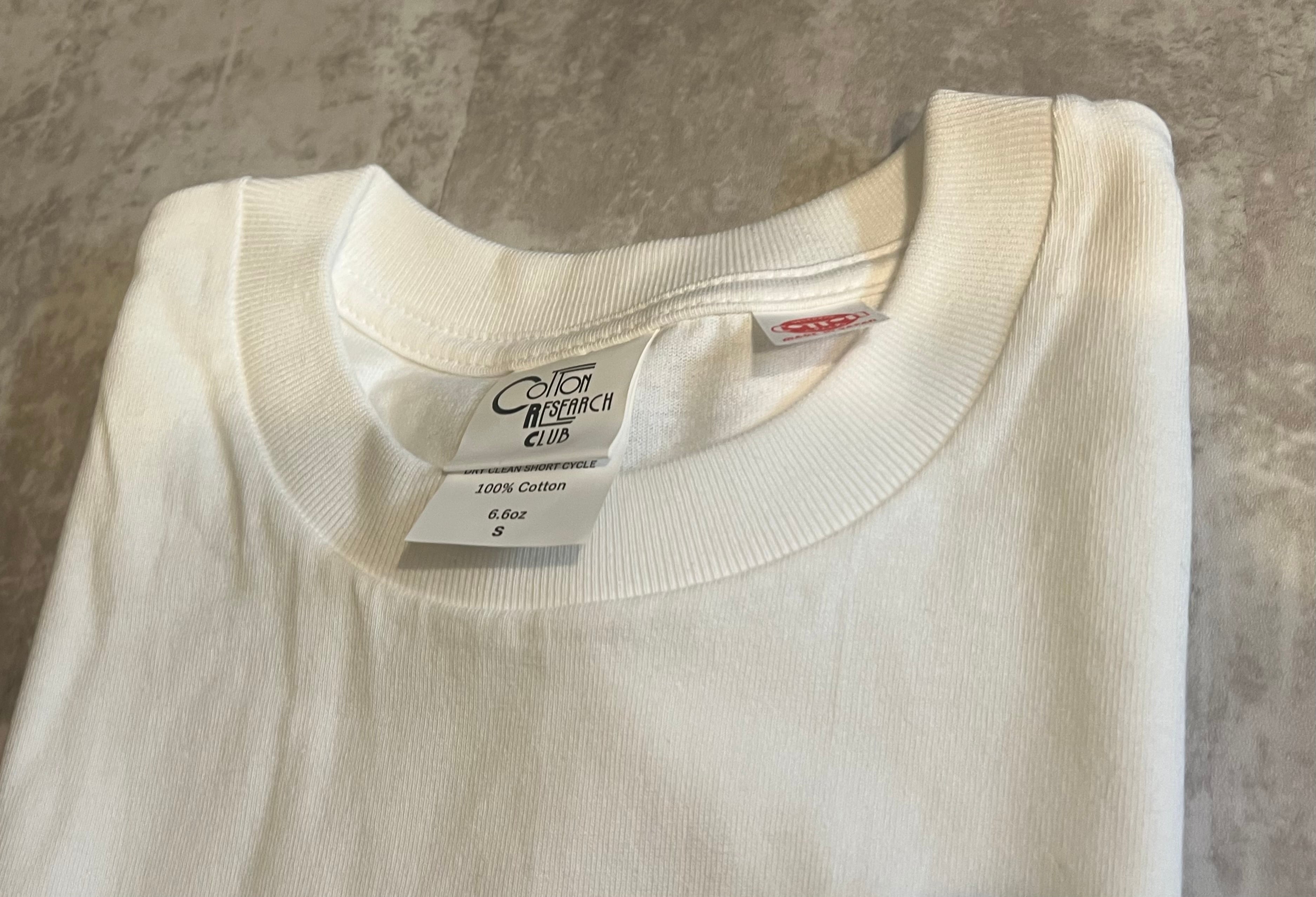 COTTON RESEARCH CLUB 日本製半袖Tシャツ {白ホワイト 無地} 6.6oz