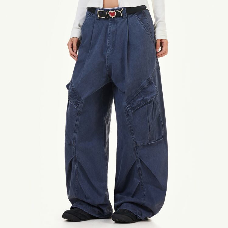 パッチポケット ワイド フルレングス カーゴパンツ ◆2col L00093