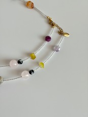 Multi Stone Clear Beads Necklace［BZN35］