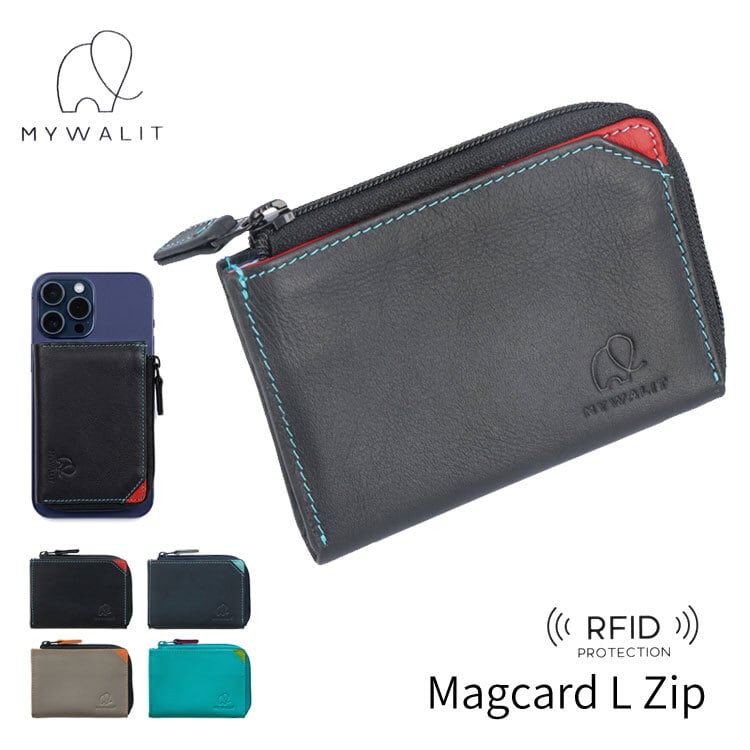 mywalit ミニ財布 MagSafe RFID レザー MY1438 Magcard L zip 牛革