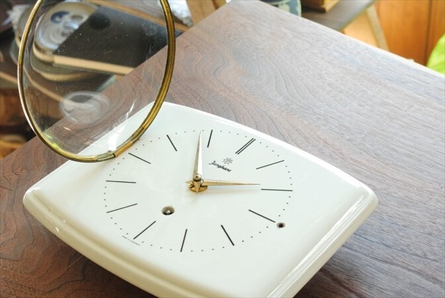 ドイツ製 JUNGHANS 陶器 手巻き壁時計 ユンハンス ゼンマイ式 