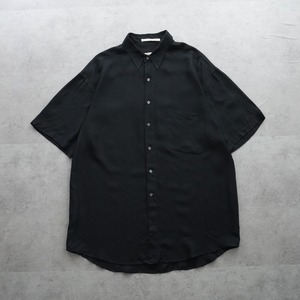 90s PERRY ELLIS Silk S/S shirt black [L] 古着