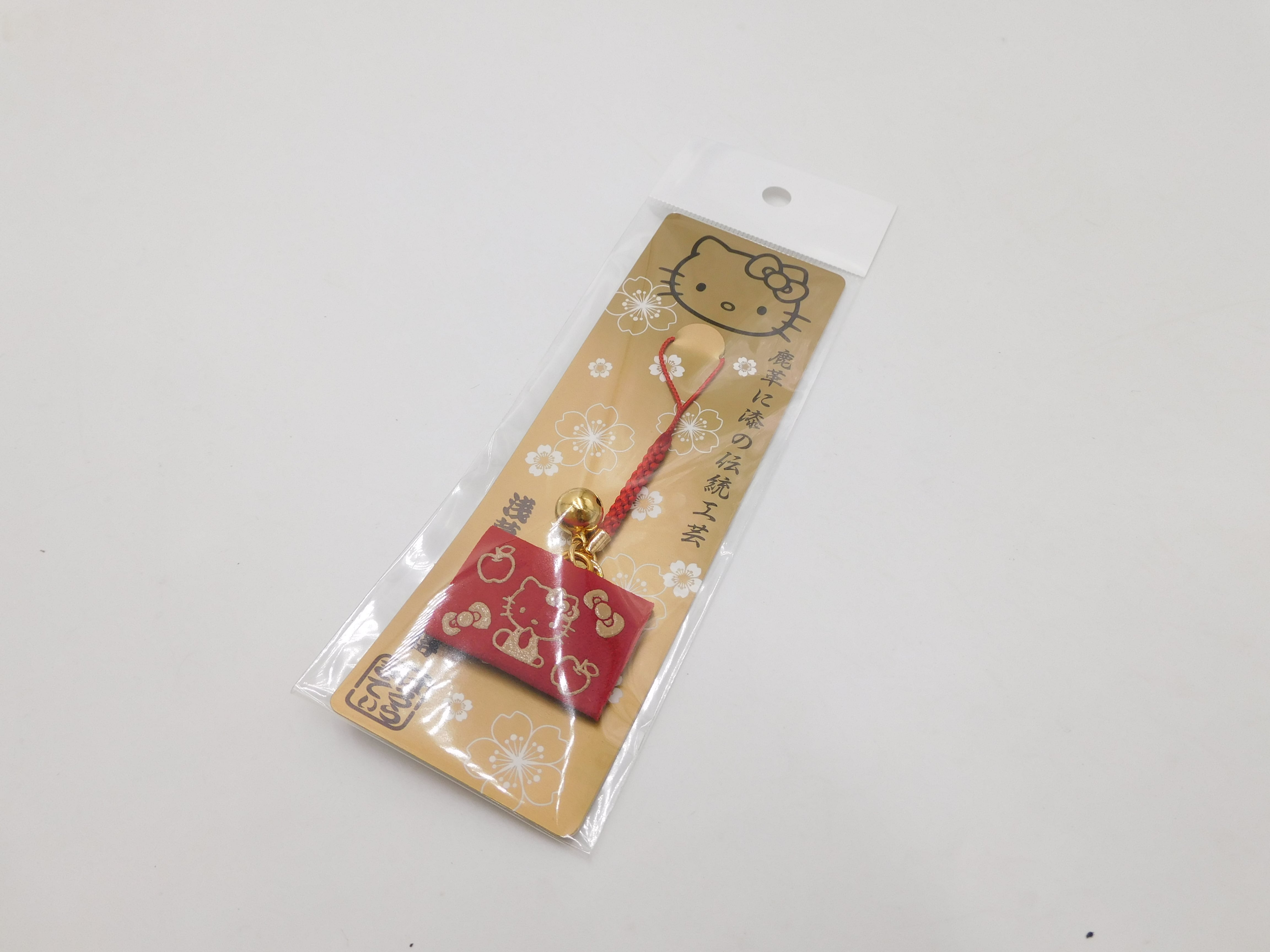 【ご注文品】キティ印傳 財布型根付 赤/白 リンゴ柄